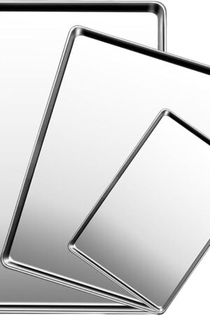 Baking Sheet Set of 3, Stainless Steel Cookie Sheet Baking Sheet Pan, 16/12/9 Inch, Non Toxic & Heavy Duty & Easy Clean， Rust Free&Mirror Finish, Dishwasher Safe
