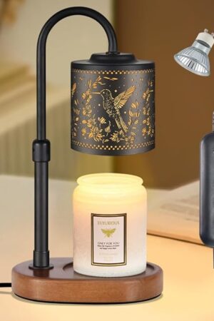 Dimmable Candle Warmer Lamp with Timer Adjustable Height for Scented Jar Candles Electric Candle Wax Melt Warmer for Home Decor Christmas Birthday Gifts for Women Mom(Hummingbird)