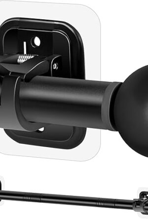 Curtain Rods No Drilling for Windows Set 30 to 45 Inch,5/8 Inch Diameter Drapey Pole with No Drill Curtain Rod Brackets,Renter Friendly Cortineros Para Ventanas with Adhesive Holder Hook (Black)