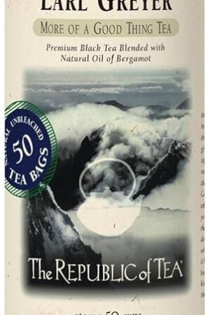 The Republic of Tea Earl Greyer Black Tea Tin, 50 Tea Bags | Naturally Caffeinated
