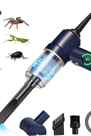 Bug Vacuum with Long Nozzle: 5 in 1 Handheld Cordless Car Vacuum Cleaner for Adults Car Home Office Garden, Rechargeable Strong Suction Insect Catcher for Spider Moth,Stink Bug (Blue)