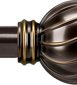 Brown Curtain Rods for Windows 48 to 84 Inches Adjustable Length Heavy Duty 7/8" Diameter Window Curtain Rod with Decorative Finials for Outdoor Farmhouse Bedroom Kitchen Living Room
