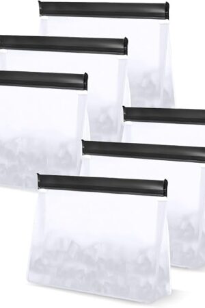 6 Pack Reusable Ice Storage Bags, 10 x 7.3 x 2.2in Leak Proof Ice Bags With Secure Zip Close Design, Bpa-Free