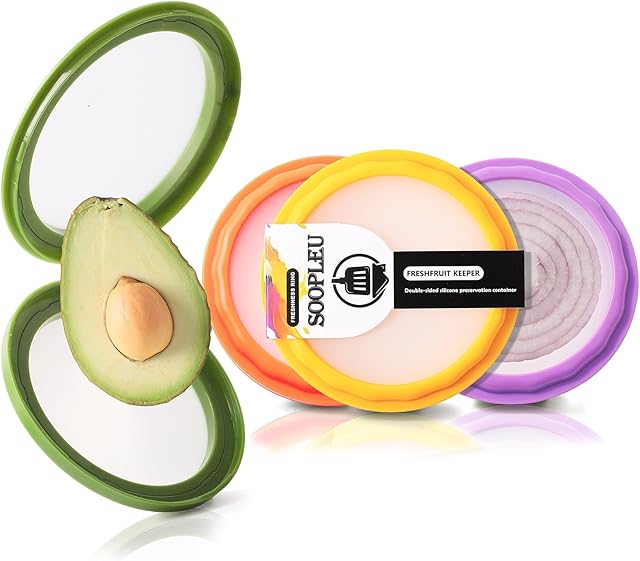 Avocado Saver and Tomato Holder - Set of 4 Reusable Storage Containers for Fridge - Ideal for Garlic, Onions, Lemons, and Potatoes