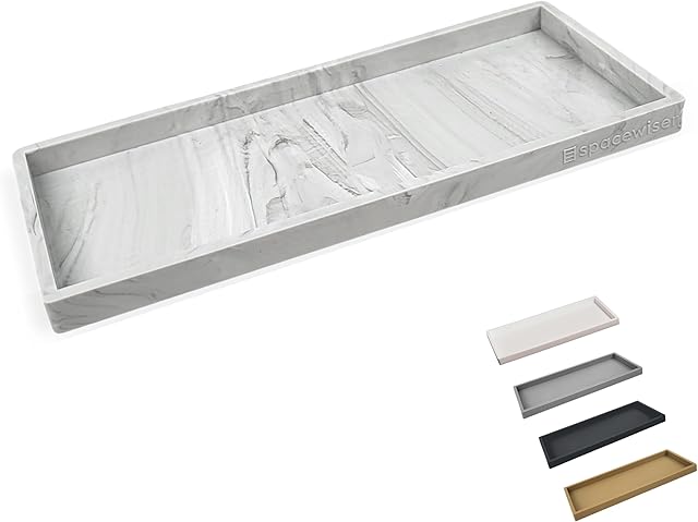 Countertop and Vanity Tray - 11.7" Silicone Bathroom Trays, Soap Trays for Kitchen Counter, Bathroom Tray Countertop Sink Organizer Accessories, Laundry Shower Makeup Mat Oil Holder Caddy