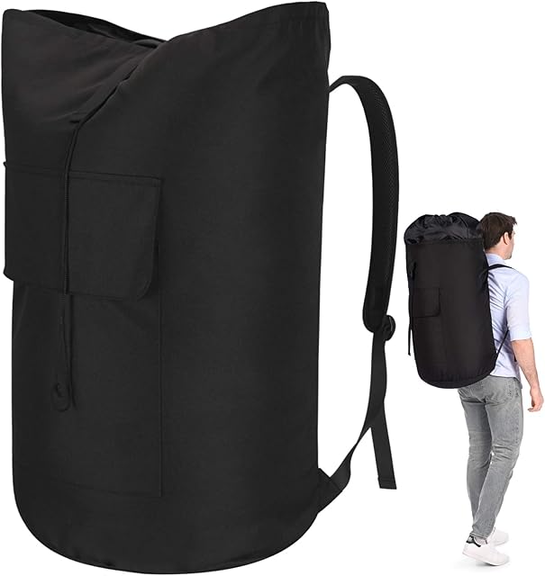 Backpack Laundry Bag, 115L Heavy Duty Extra Large College Laundry Backpack, Dirty Clothes Bag with Shoulder Straps, Laundry Hamper Bag with Drawstring Closure for College Dorm, Apartment, Laundromat