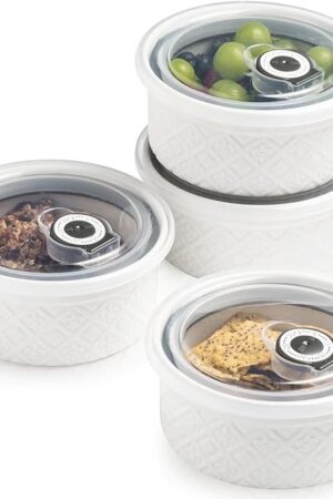 16 oz Creme Brulee Ramekins Oven Safe, Small Souffle Ramekin with lid, Mini Porcelain Ramekins Set with Covers, Small Ceramic Baking Dish Set of 4