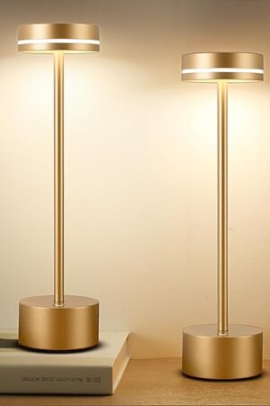 2 Pack Cordless Table Lamp Rechargeable, 3 Way Dimmable Touch Lamp & 5000mAh Battery Operated, Portable Metal Light for Reading/Office/Bedroom/Dining/Nightstand/Gift for Home Décor – Rose Gold