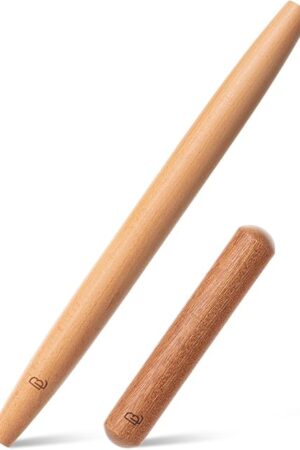 BAMBOO LAND- French Rolling Pin Set, 2 pcs, 16", 8", Natural Wood Rolling Pins for Baking, French Rolling Pin for Dough, Wooden Rolling Pin, Wood Rolling Pin, Pasta Rolling Pin, Pastry Roller Pin