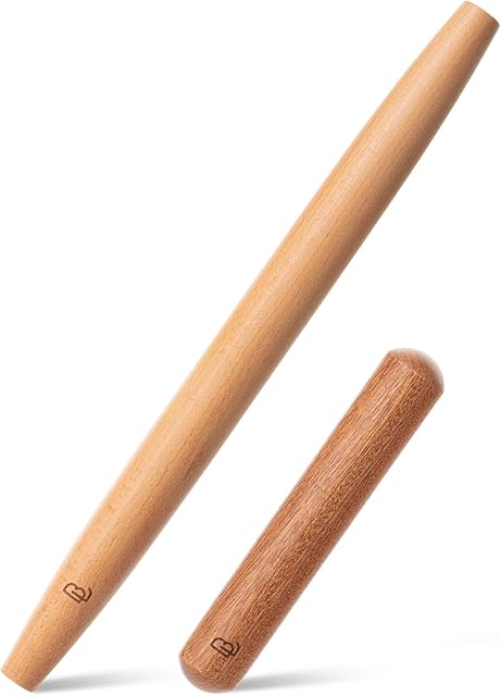 BAMBOO LAND- French Rolling Pin Set, 2 pcs, 16", 8", Natural Wood Rolling Pins for Baking, French Rolling Pin for Dough, Wooden Rolling Pin, Wood Rolling Pin, Pasta Rolling Pin, Pastry Roller Pin