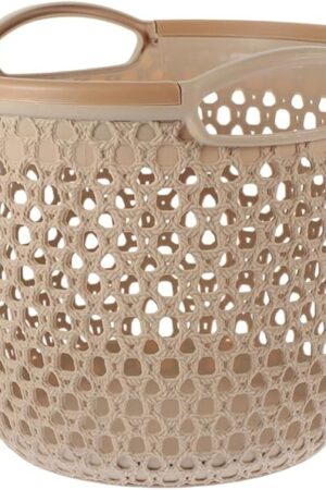 Zerodeko Flexible Laundry Basket, Plastic Laundry Baskets with Handle, Laundry Hamper Hollow Dirty Clothes Hamper Ventilated Clothes Basket Portable Round Bin for Laundry