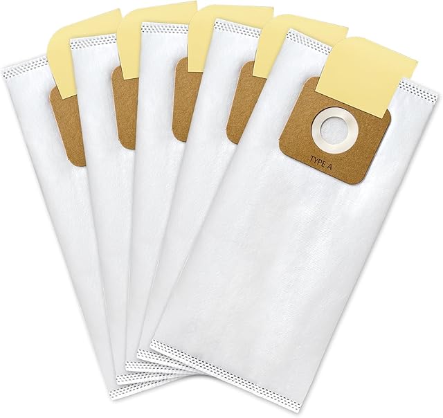 5 Pack Type A HEPA Vacuum Bags for Riccar Most Vibrance, R-Series, 2000/4000 Series & Simplicity Symmetry, S20EZM, 5000/6000 Series Upright Vacuum Cleaners, Part RAH-6/SAH-6