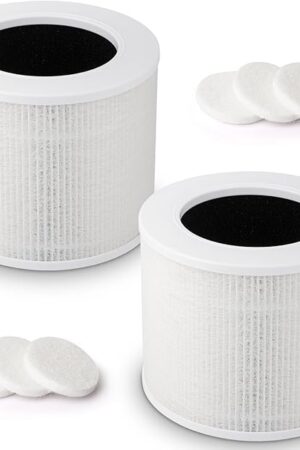 2-Pack Core Mini Replacement Filter for LEVOIT Core Mini Air Purifiers, H13 True HEPA Filter Replacement, 3-in-1 Premium High Efficiency Filter with 6 Fragrance Sponges, Part Core Mini-RF