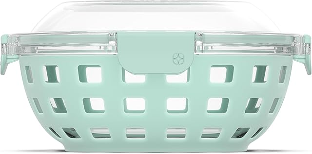 Ello Duraglass Meal Prep Lunch Bowl Container, 5 cup- Glass Food Storage Container with Silicone Sleeve and Airtight BPA-Free Plastic Lid, Dishwasher, Microwave, and Freezer Safe