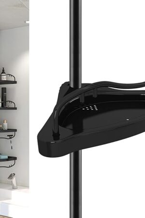 Corner Shower Caddy, 39-125 Inch Adjustable Height With ABS Shelves, Drill Free Organizer, 4 Layer Rustproof Metal Tension Pole, Large Storage, Black