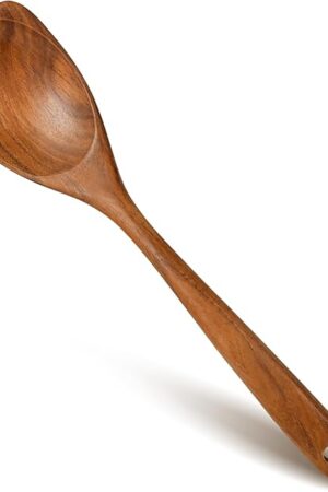 Wooden Spoons for Cooking, Natural Premium Teak Wood Corner Spoon, Good Grip Large Wooden Spoons and Wooden Spatula, Heat Resistant Wooden Cooking Utensils for Nonstick Cookware Cooking Gifts