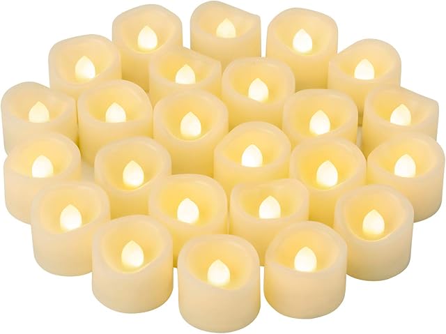 CANDLE IDEA 24 PCS Tea Lights Votive Candle Warm White
