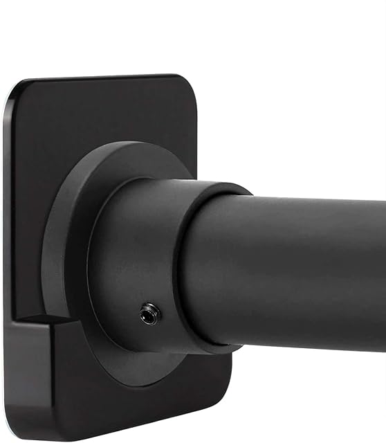 Black Shower Curtain Rod Holder for Wall Mount | Adhesive Shower Tension Rod Retainer for Tile | No Drilling | Stick On | 2 Pack, (Shower Curtain Rod Not Included)