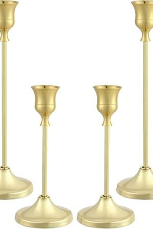 Candlestick Holders 6PCS, Metal Taper Candle Holder, Gold Candle Holders for Pillar Candles, Candle Holder for Halloween Decorations