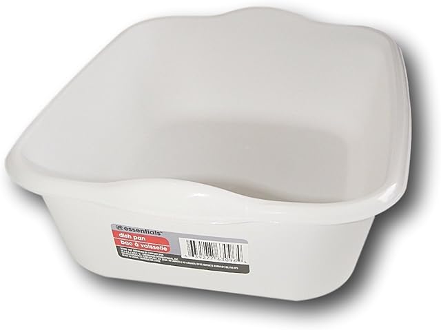 White Plastic Eight Quart Dishpan - 13½ x 11 x 4½H