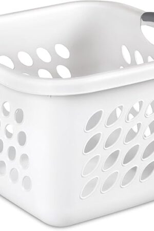 1.5 Storage Bushel Square Laundry Basket Plastic, Laundry Hamper White