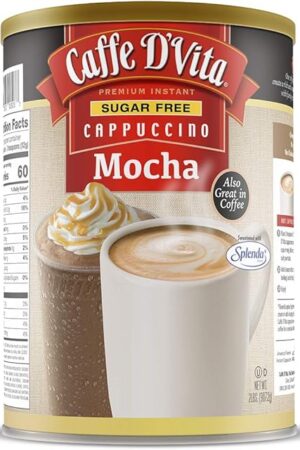 Caffe D'Vita Sugar Free Mocha Cappuccino Mix - Sugar Free Mocha Mix, Gluten Free, No Cholesterol, No Trans Fat, 99% Caffeine Free - 2 lb. (32 oz.) can