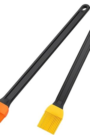 AmoreAngel CRAFTS 14 Inch Two Tone Silicone Basting Brush, Grill Brush with Non Slip Grip Long Handle, Kitchen Brush for BBQ, Grilling, Baking, Roasting, Saucing