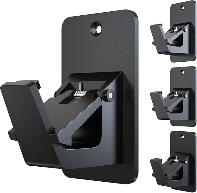 3M Adhesive No Drill Curtain Rod Brackets - Heavy Duty 30LB Holders for Bathroom Bedroom Kitchen, Universal Damage-Free Window Rod Hooks with Nail-Free Installation (4PC Black)