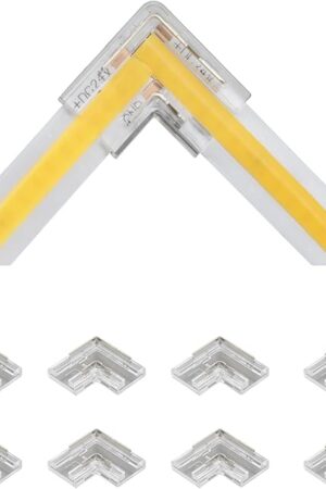 8pcs 2PIN Transparent L Shape COB Connectors for Single Color COB Light Strips Solerless Corner Connection (0.39(8mm)-2PIN-L Shape)