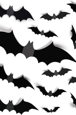 Bats Halloween Decoration, 60PCS Bat Stickers for Home Décor, 3D Bats Wall Décor Black, PVC Halloween Bats Windows Decor, Reusable Bat Decorations for Indoor Outdoor Party Summerween Decor