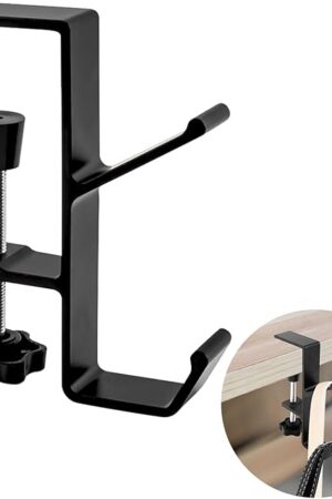 Clamp-On Desk Mount Hook Black Bag Holder