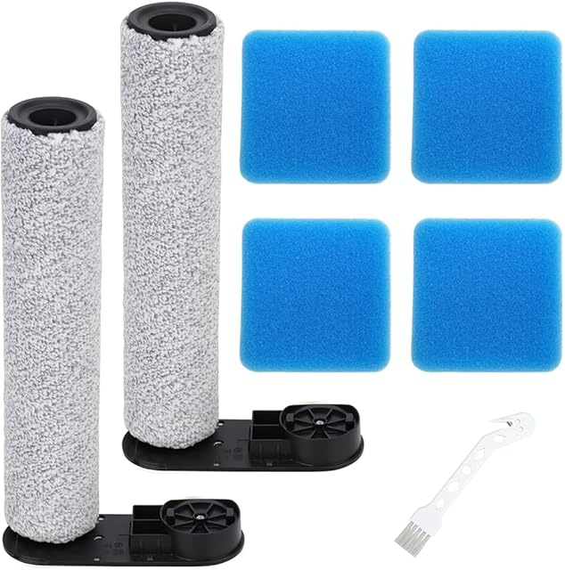 Brush Rollers Sponge Filters Replacement for Eureka NEW430BL/ JONR ED12 Vacuum Cleaner - Accessories Parts(2 Brushs Rollers +4 Sponges+1 Cleaning Brush)