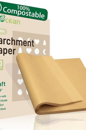 200Pcs 12x16In Unbleached Parchment Paper Sheets Precut Heavy Duty Flat Kitchen Baking Supplies Paper Non-Stick,Non-Toxic Cooking Paper for Air Fryer, Steaming, Oven Make Cup Cake Bread Cookie