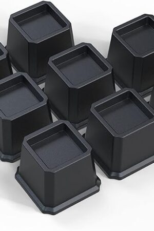 Bed Risers 3 Inch Heavy Duty, Furniture Risers for Bed Frame, Couch, Desk, Chair, Lifts Up to 1,500 lb, Set of 8, Black