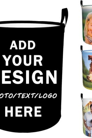Custom Laundry Baskets Personalized Hampers Add Your Name Photo Text Customized Collapsible Dirty Clothes Baskets for Bedroom Bathroom Livingroom Barbershop Large 19.6x15.7 in