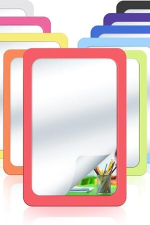 Dandat 10 Pcs Back to School Small Mirrors for Kids Toddler Child Safe Shatter Proof 6 x 4 Inch Unbreakable Classroom Mirror for Craft Bulk in Preschool Nursery Daycare Spa Party (Bright Colors)