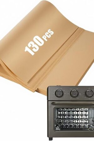 130PCs Air Fryer Paper Liners Compatible with Our Place 12.7 Quarts Wonder Oven, Nonstick Disposable Parchment Paper Baking Sheets Accessories for 6-in-1 Air Fryer & Toaster Oven, Free of Bleach