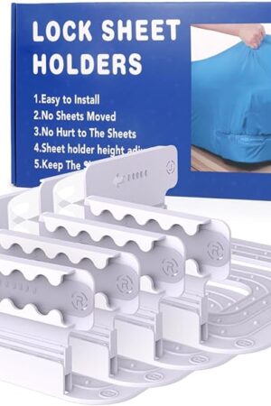 Adjustable Bed Sheet Holders for Corners, Fitted Sheet Holders Keep Sheets Firm & Tight in Place, Lock Sheet Holders, Bed Sheet Locks, Sheet Clips, Fit Any Mattresses, No More Loose for Bed Sheet