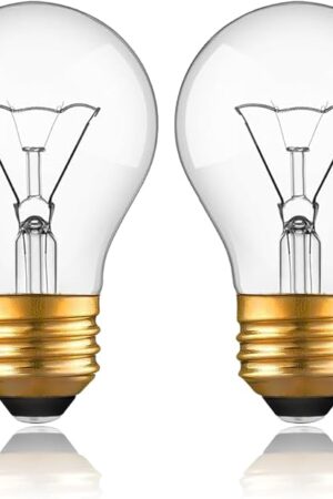 Appliance Oven Light Bulb, High Temp 300 °C Resistant,（2 Pack） A15/E26/120V/40 Watt Appliance Replacement Bulb for Refrigerator Over Stove Microwave Range Hood,Warm White