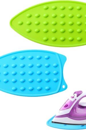 2 Pcs Ironing Mat Multipurpose Silicone Iron Hot Resistant Mat for Protecting Your Table Top(Blue, Green)