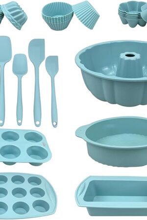 29PCS Nonstick Silicone Baking Set With Bakeable Mini Cake Pans, Bakeware for Oven, Molds and Heat Resistant Spatulas