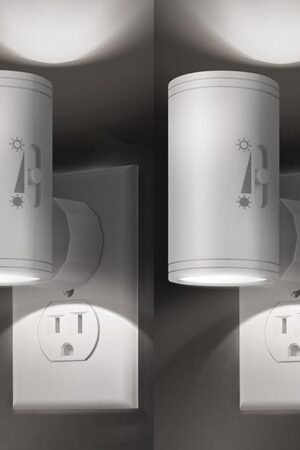 Dimmable LED Night Light Plug into Wall - Adjustable Rotating Lamp with Light Sensor, Auto On/Off from Dusk to Dawn for Bedroom, Hallway, Bathroom 2-Pack