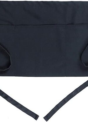 BOHARERS Waist Apron with 3 Pockets - Black Waitress Waiter Server Short Aprons