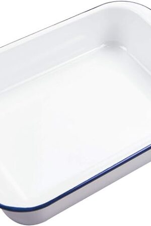 Webake Enamelware 9x13 Baking Pan with Lid Oblong Cake Pan Enameled Steel Roasting Pan Baking Dish Lasagna Pan Food Containers