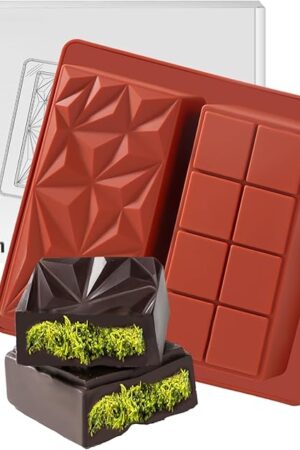 Chocolate Mold - Deep Dubai 2 Inch Pistachio Silicone Thick Mold for Stuffed Bar, Large Candy Bar Mold for Filling