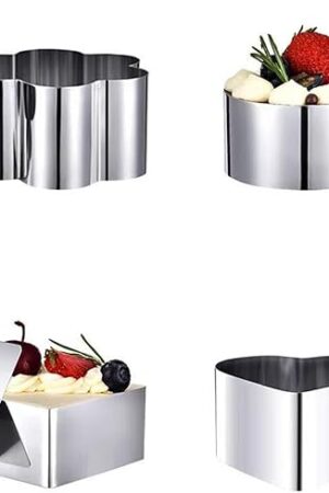 Cake Rings Cooking Rings Dessert Mousse Mold Stainless Steel with Pusher for Desserts Making (4PCS)