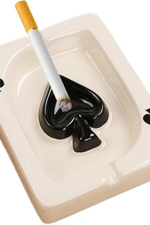 Creative Poker Ceramic Cigarette Ashtray Tabletop Portable Modern Ashtrays Cigar Ashtray for Outdoor Indoor Desktop Smoking AshTray for Home office Fashion Decoration Handmade Gift for Men Women-Black
