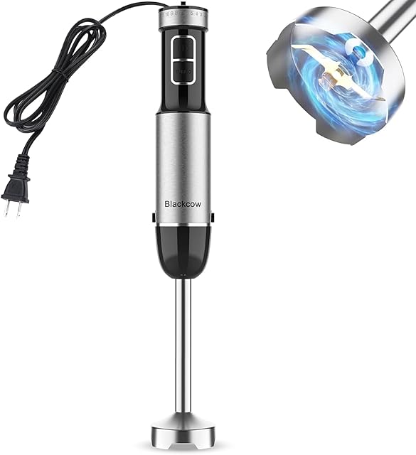 Immersion Blender Handheld, 800W Powerful Electric Hand Blender with Titanium Alloy Blades, 12 Speeds & Turbo, Electric Hand Mixer for Smoothies, Soups, Baby Food and Purees