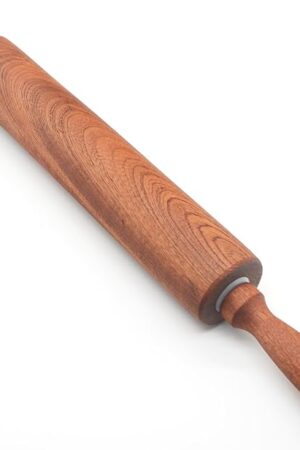Classic Sapele Wooden Rolling Pin With Handles,Wood Baking Roller （17''L x 1.77"W)