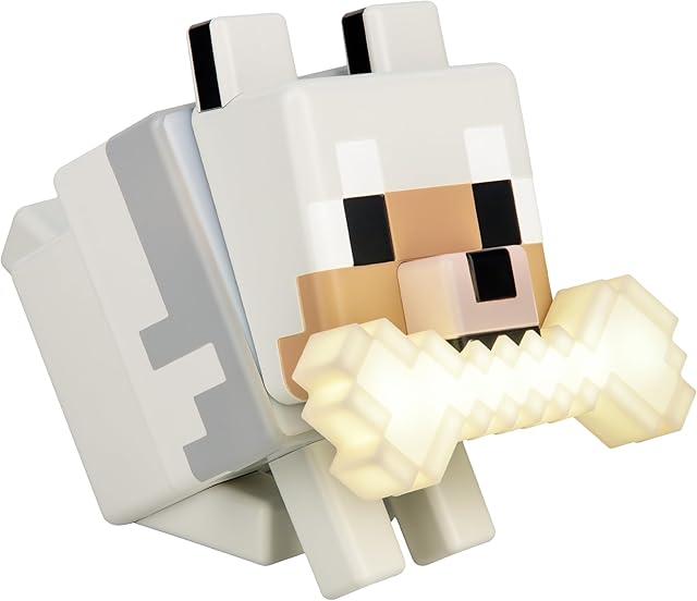 Paladone Minecraft Wolf GloBuddies 3D Colour Changing Light, Officially Licensed LED Night Lamp, Tap to Change Colour, Gaming Merchandise, Battery Powered
